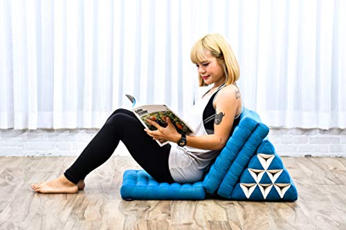 Leewadee 3-Fold Mat with Triangle Cushion – Comfortable TV Pillow, Foldable Mattress with Cushion Made of Eco-Friendly Kapok, 67 x 21 inches, Light Blue - color: Cl22 - Light Blue, size: 3 seating segments