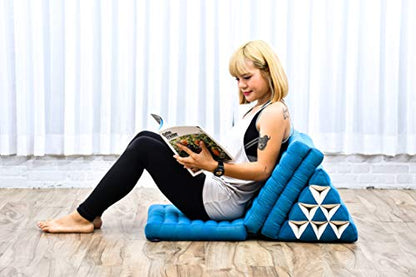 Leewadee 3-Fold Mat with Triangle Cushion – Comfortable TV Pillow, Foldable Mattress with Cushion Made of Eco-Friendly Kapok, 67 x 21 inches, Light Blue - color: Cl22 - Light Blue, size: 3 seating segments