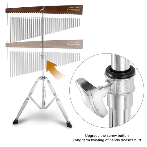 EASTROCK 36 Note Chimes Slant Style Musical Instruments Percussion Instrument European Ash Single-row Chime Bar Chimes Percussion Height-Adjustable Stand Silver - color: Silver