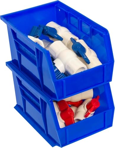 Akro-Mils 30237 AkroBins Plastic Storage Bins, Space-Saving Stackable Bins for Garage, Pantry, Craft Organization, 9" x 6" x 5", Blue, 12-Pack - color: Blue