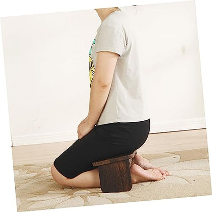 VICASKY Wood Meditation Stool for Kneeling and Sitting Folding Zen Bench Cushion Non-Skid Household Stool for Mindfulness and Prayer