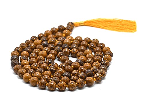 Amazing Gemstone Mariyam Jasper Mala Beads - 108 Prayer Beads for Meditation and Mindfulness Practice, Handcrafted Mala Beads with Natural Gemstones for Spiritual Healing and Relaxation (Knotted) - color: Mariyam Calligraphy Jasper, style: Knotted
