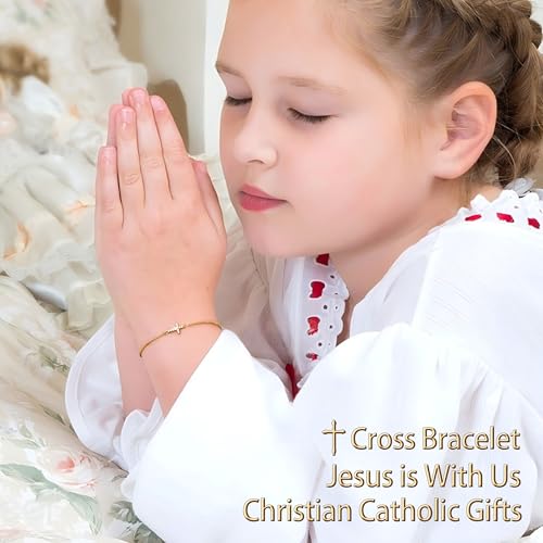 3mm Diamond Classic Tennis Bracelet for Women Dainty, Gold Jesus Cross Bracelets Trendy, 14K Gold Plated Heart/Evil Eye/Pearl/Starfish & Seashell Charm Bracelets for Women Bulk - style: CZ Cross-Gold