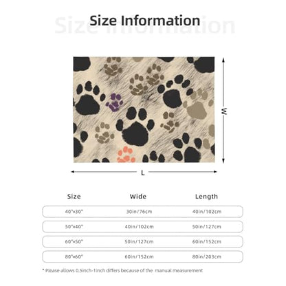 Dog Paws Print 2 Prints Throw Blanket (320g Flannel) Anti-Pilling Warm Fuzzy Blankets for Bed Sofa Couch Travel 40x30 Inch - color: Dog Paws Print 2, size: 40x30 Inch