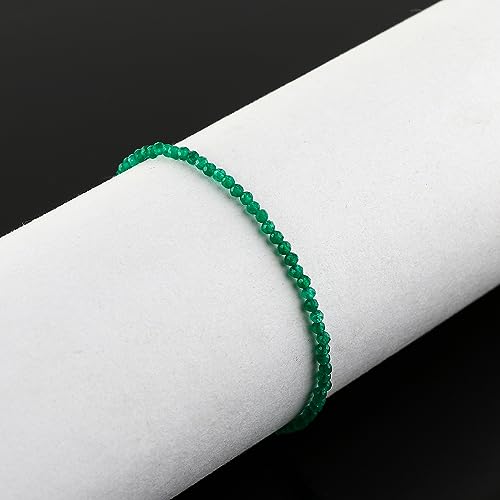 Natural Gemstone Beaded Bracelet, Microfaceted Crystals, Handmade Dainty Jewelry, Bohemian Plated Bracelet-Gift - style: Green Jade-Gemstone