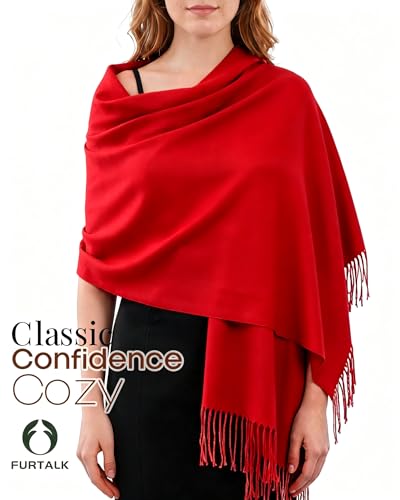 FURTALK Pashmina Shawl Wraps for Women Evening Dresses Blanket Scarves Fashion Scarf Wedding Gifts - color: Red