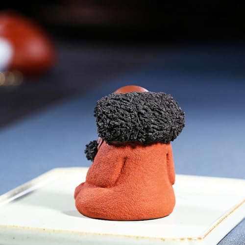 Beaupretty Bodhidharma Purple Clay Figurine Tranquil Tea Table Ornament Unique Desktop Decor Home Desktop Sculpture for Tea Ceremony and Indoor Decoration