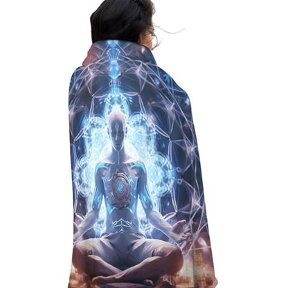 Meditation Energy Round Blanket Washable Flanne Tapestry Soft Novelty Rug for Adult Non-Slip Home Decor Circular Throw Carpet for Indoors Outdoors Travel Home 60 Inch