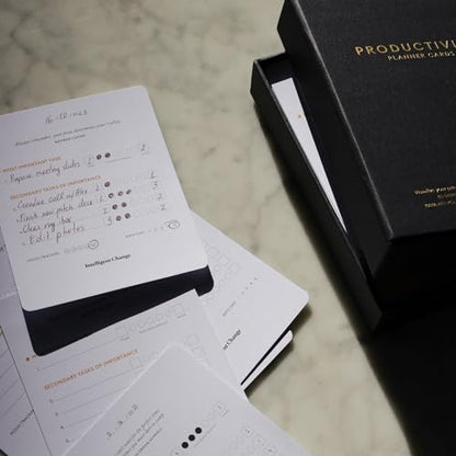Intelligent Change Productivity Planner Cards with Display Stand, Compact Desk-Friendly Daily Prioritization Cards, Inspirational Quotes, Dual-Purpose Design for Daily Organization and Notes