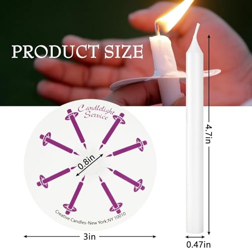 YOROXRG 200 pcs Church Candles with Drip Protectors for Devotional Candlelight Vigil Service, Unscented White 5" H X 1/2" D, No Smoke, Shabbat, Praye - color: White-5" 200