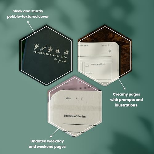 Journal To Romanticize Your Life: Reflection Manifestation Journal for Mindfulness, Guided Mindfullness Green (2) (+200 Tips, Authenticity, Minimalism, Men&Women) - size: 2 pack