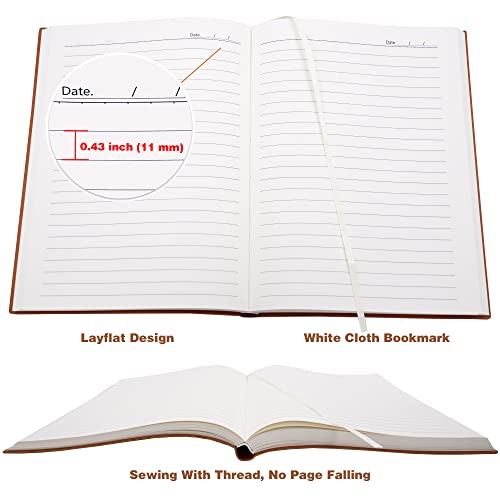 Large Lined Notebook Journal for Writing, Soft Faux Leather Cover, 100GSM Papers, 320 Pages, A4 8.4x11.4 inches Note Book for Work Men Business (Brown,Ruled) - color: Brown,Ruled