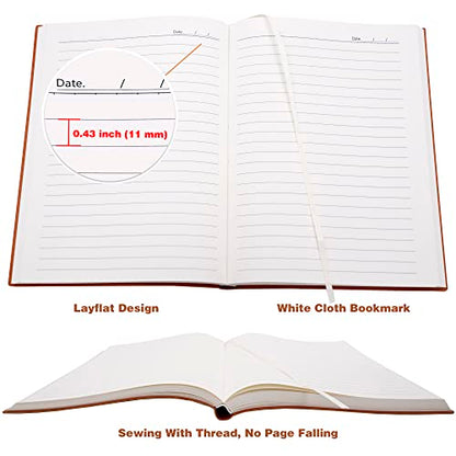 Large Lined Notebook Journal for Writing, Soft Faux Leather Cover, 100GSM Papers, 320 Pages, A4 8.4x11.4 inches Note Book for Work Men Business (Brown,Ruled) - color: Brown,Ruled