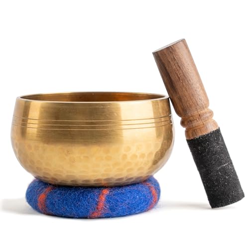 Handcrafted Tibetan Singing Bowl Set – 4" Sound Bowl for Meditation, Sound Healing & Yoga – Healing Instrument with Wooden Striker & Cushion – Authentic Hand-Hammered in Nepal - The Ohm Store - size: 4″ Set