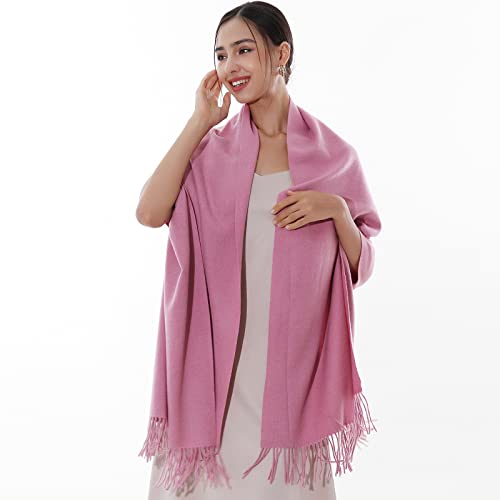 RIIQIICHY Winter Scarfs for Women Pashmina Shawls Wraps for Evening Dresses Large Warm Soft Scarves - color: Dull Pink
