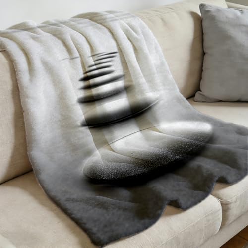 Zen Stones Throw Blanket Ink Wash SPA Decorative Blankets Orchid Rocks Flannel Blanket Black White Gray Meditation Plush Throw for Living Room Bedroom Home Decor 59"x86" - color: Black, size: 59"x86"