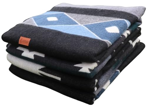 Alpaca Wool Blanket, Queen Size 94 x 78, Reversible 2 in 1, Thick and Ultra Soft, Hypoallergenic, Non-Itchy, Handmade in Ecuador. Premium Alpaca Wool Thtow Blanket for Cozy Comfort. (Blue and Grey) - color: Chimborazo Blue and Grey, size: Queen (94" x 78"