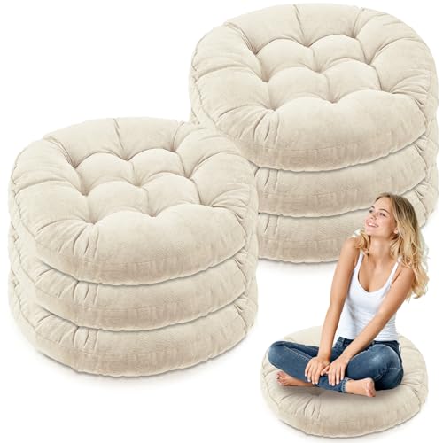 Jerify Floor Pillow Cushions Large Round Square Large Meditation Floor Pillow for Classroom Adult Meditation Picnic Party Seating Learning Daycare School(Round,Beige,6 Pcs) - color: Beige, size: Round