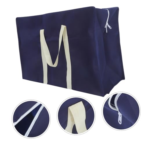 2Pcs Large Capacity Storage Bag with Handles Multi-use Non-woven Fabric Luggage and Travel Bags for Clothing Quilts and Daily Essentials Navy Blue
