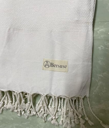 Bersuse 100% Cotton Ventura XL Throw Blanket for Couch - 100% Cotton - 60x90 Inches, White - color: White