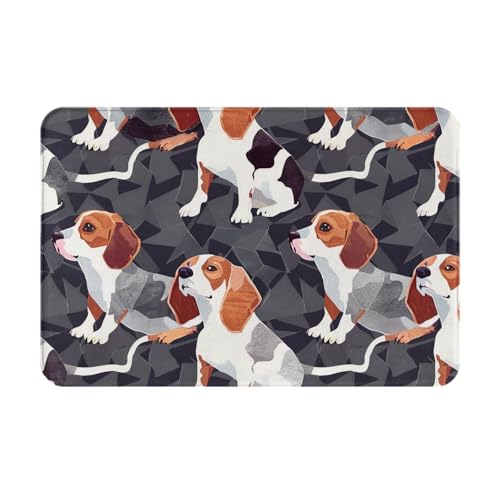 Beagle Patterns Printed Flannel Non - Slip Floor Mat 16x24in - Soft Plush Microfiber Rug for Every Indoor Space - color: Beagle Patterns
