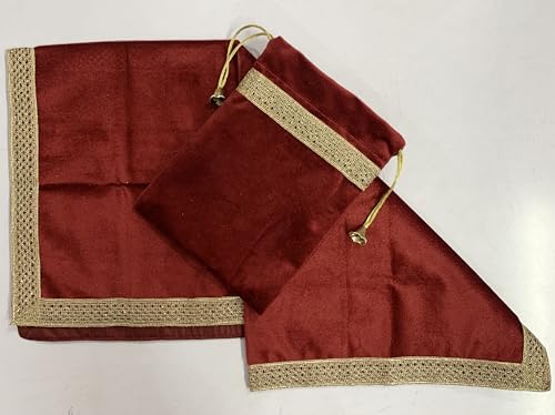 SMMS Spiritual Velvet Table Cloth Altar Tarot Spread (Maroon, Medium- 61cm*61cm/ 24inch*24inch) - color: Maroon, size: Medium- 61cm*61cm/ 24inch*24inch