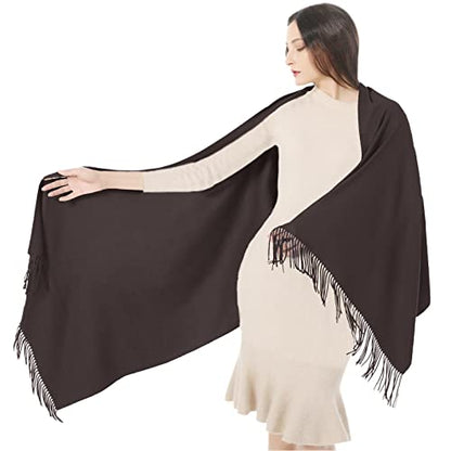 TwoYek Womens Scarf Pashmina Shawls and Wraps for Evening Dress Wedding Bridesmaid Gift - color: Brown