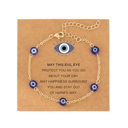Triple Threat Protection Bracelet for Women,Evil Eye Natural Healing Crystal Beaded Bracelet for Protection - style: Evil Eye Bracelet (B)