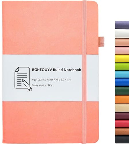 Notebook Journal, College Ruled Notebook Lined A5 160 Pages,Hard Cover Journals for Writing, Notebooks for Work Office School Women Men,5.7 inches x 8.4 inches(Meat Pink) - color: Meat Pink