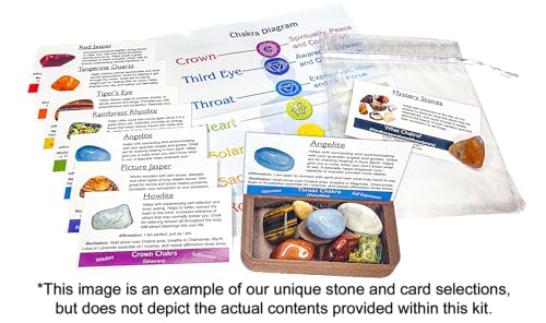 Portable Chakra Healing Altar Kit (19 Pieces): This Pocket-Sized Collection Includes Crystals and Cards. It is Great for Chakra Healing, Meditation, Gifts, Spiritual Growth, and Mindfulness.