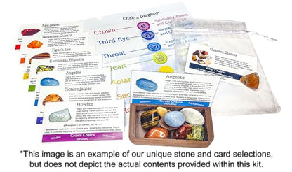 Portable Chakra Healing Altar Kit (19 Pieces): This Pocket-Sized Collection Includes Crystals and Cards. It is Great for Chakra Healing, Meditation, Gifts, Spiritual Growth, and Mindfulness.