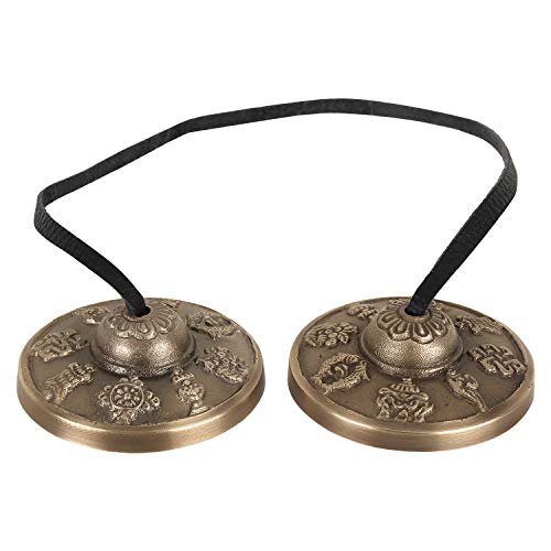 Zap Impex Tingsha Tibetan Style Meditation Bell Manjeera 2.1" 8 Lucky Symbols Embossed
