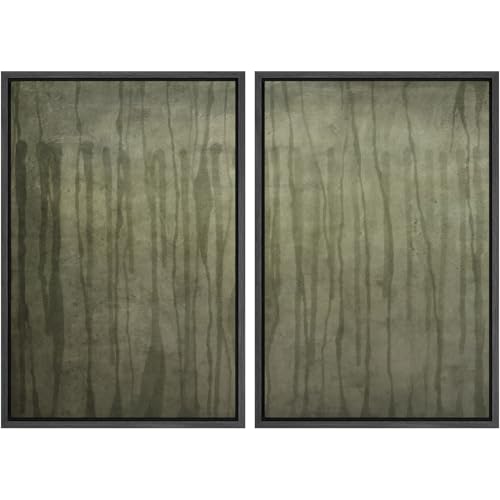 SIGNWIN Framed Wall Art Print Set Muted Green Abstract Forest Photography Modern Art Rustic Relax/Calm Multicolor for Living Room, Bedroom, Office - 16"x24"x2 BLACK - color: A08-2604-YUK03, size: 16"x24"x2 Panels Black