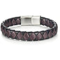 Men's Leather Bracelet, Stackable Stainless Steel Clasp Bracelets for Men Stylish Birthday, Thanksgiving, Valentine's Day Gift for My Man - style: 8.2" Long 10MM Wide Dark Purple Woven