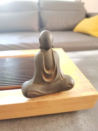 NA Solid Creative Cast Ironfaceless Buddha Statue Figurine, Black Abstract Study Meditation Room Garden Handmade Buddha Statue Sculpture