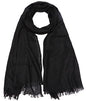 Women Summer Scarfs Lightweight Large Long Gauze Shawl Linen Beach Wrap Plain 75”×43” - color: Black