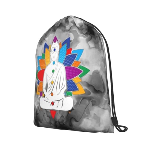 Buddha Chakra Meditation Drawstring Backpack Bag Sport Gym Sackpack for Men Women (Marbling) - size: Small 16.9x14in