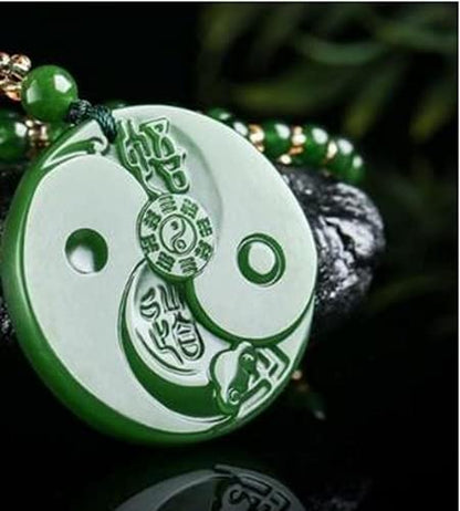 Meditation Necklace, Natural Green Jade Pendant Hand Carved Pendants Fashion Necklace Jewelry Lucky Amulet
