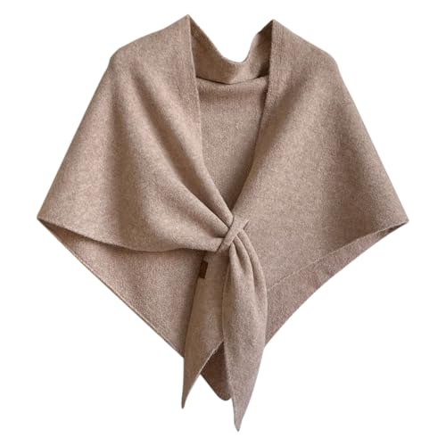 Pashmina Shawl Wraps Women Knitted Shawls and Wraps Cardigan Cape Wool Cashmere Shoulder Top Shawl Scarf - color: Light Khaki