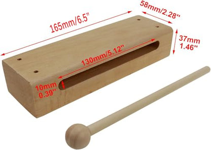 1Set Wooden Block with Mallet Percussion Instrument Music Rhythm Blocks