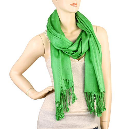 Falari Women's Soft Solid Color Pashmina Shawl Wrap Scarf, for Wedding, Bridesmaid Gifts, Evening Dress - color: Spring Apple Green