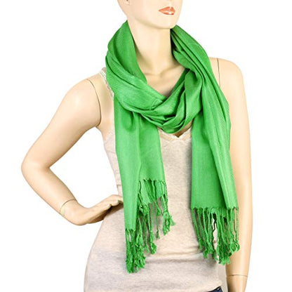Falari Women's Soft Solid Color Pashmina Shawl Wrap Scarf, for Wedding, Bridesmaid Gifts, Evening Dress - color: Spring Apple Green
