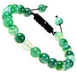 MASSIVE BEADS Natural Healing Power Gemstone Crystal Beads Unisex Adjustable Macrame Bracelets - color: Agate Green, size: 8mm