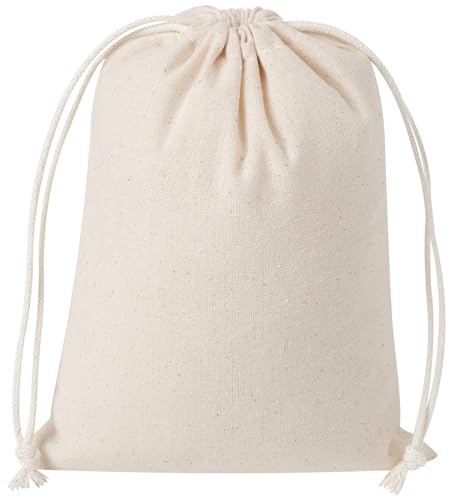 100 Percent Cotton Drawstring Bags, Reusable Quality with Double String, For Pantry Gifts Kitchen - Pack of 6 (Natural Beige, 5 x 7 Inch) - color: Natural Beige, size: 5 x 7 Inch