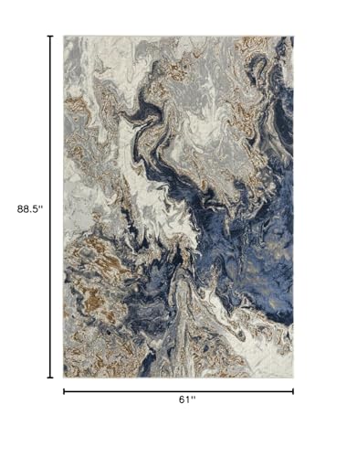LUXE WEAVERS Marble Swirl Abstract Area Rug, Blue 5x7 - color: Blue, size: 5' x 7' (Rectangular)