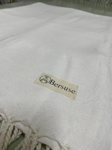 Bersuse 100% Cotton Ventura XL Throw Blanket for Couch - 100% Cotton - 60x90 Inches, White - color: White
