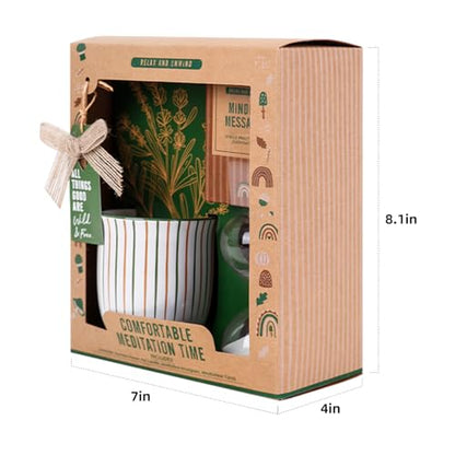 Meditation Accessories Set Include Mindfulness Card Eco-Friendly Scented Candle in Ceramic Jar Exquisite Hourglass Get-Well Gifts Sets Self Care Gift Set