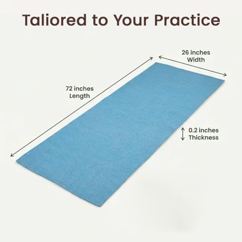 LFH Home Handmade Cotton Yoga Mat Cotton Rug picnic mat For Exercise, Workout, Fitness - Perfect Heavy Quality Eco Friendly Natural Cotton Woven Reversible Yoga Mats for Men & Women - 72x26 Inch. - color: Blue
