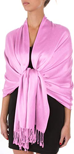 Sakkas Large Soft Silky Pashmina Shawl Wrap Scarf in Solid Colors - color: Blush Pink