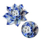 Handmade Blue Ceramic Lotus Desktop Decoration Table Ornament for Home Accessories Unique Lotus Crafts Adornment for Meditation and Desk Display